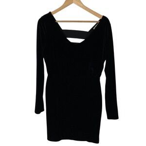 BCBG Womens Black Velvet‎ Bodycon Long Sleeve Mini Dress Size M Holiday Party